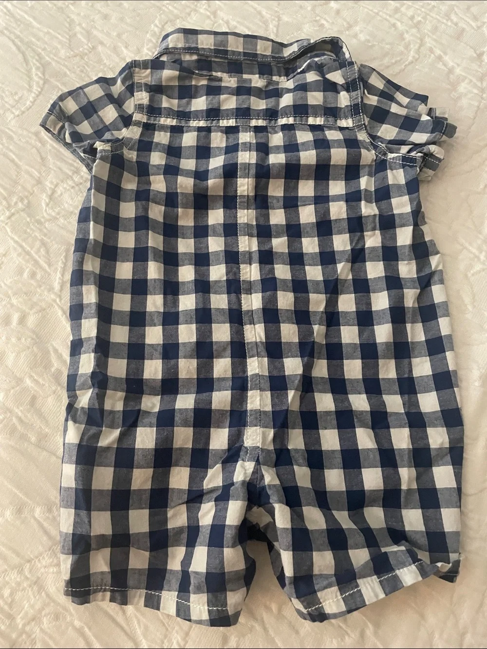 GAP Blue and White Gingham Button-Front Kids Romper